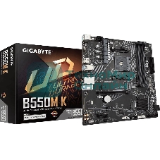 Материнская плата Gigabyte B550M K, AM4, AMD B550, 4xDDR4, 4xSATA, 2xM.2, 1xPCIe 4.0 x16, 1xPCIe x1, 1xHDMI, 1xDP, 1x 1Gb LAN, 4xUSB-A 3.2 Gen 1, 4xUSB-A 2.0, 3x3.5 мм, 7.1, mATX