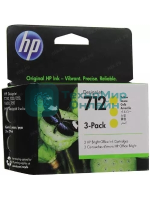 Картридж струйный HP 712 3ED79A желтый x3упак. (29мл) для HP DJ Т230/630