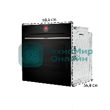 Встраиваемый духовой шкаф с 14 режимами нагрева,контроль температуры от 30 °C до 300 °C,объем 71 л,Eco Clean Direct,TFT сенсорный дисплей,дверь с SoftClose и SoftOpen, Bosch Assist,система очистки пиролитическая,черный