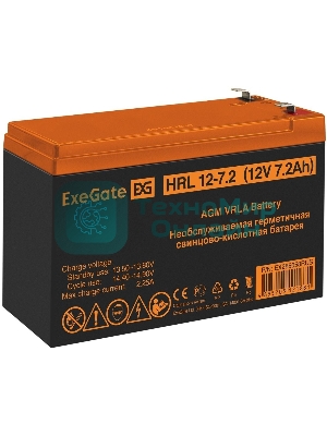 Батарея для ИБП ExeGate EX285658RUS HRL 12-7.2 (12V 7.2Ah, 1227W, клеммы F2)