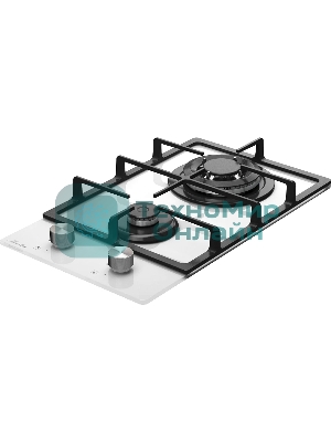 Газовая варочная панель Monsher MGG 33 Blanc, газ, High-Tech, 30 см, автоматический электроподжиг, газ-контроль, форсунки под сжиженый газ, SABAF конфорки, чугунные решетки, белый