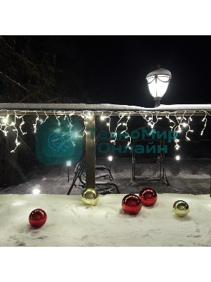 Гирлянда Neon-night Айсикл (бахрома) светодиодный, 2,4 х 0,6 м, белый провод, 230 В, диоды теплый белый, 88 LED
