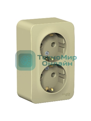 Розетка 2-ая с/з без шторок, изолир. пластина 16А, 250 В SE Blanca наруж Беж