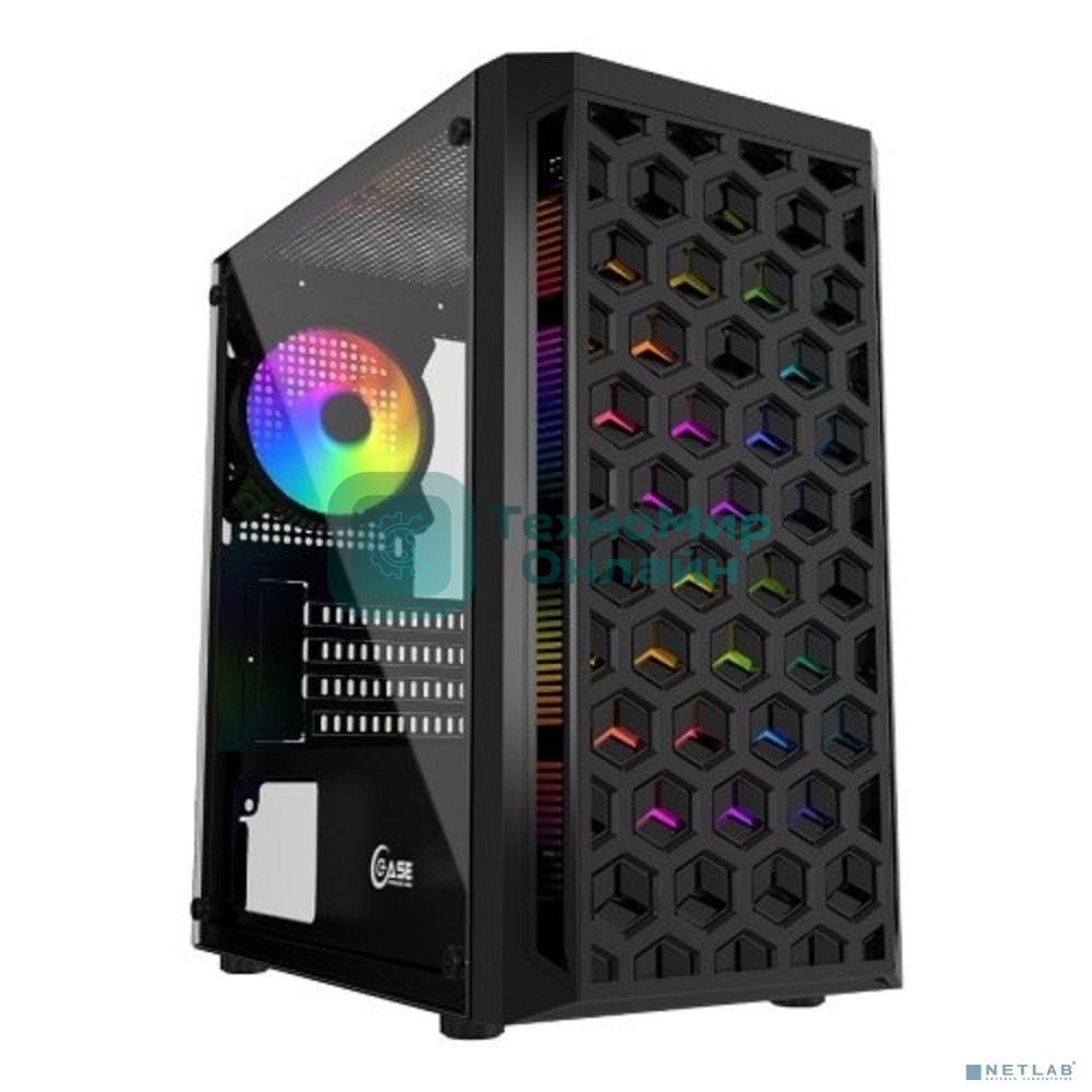 Компьютерный корпус Powercase Mistral Micro T3B, Tempered Glass, Mesh, 2x 140мм + 1х 120мм 5-color fan, черный, mATX (CMIMTb-L3)
