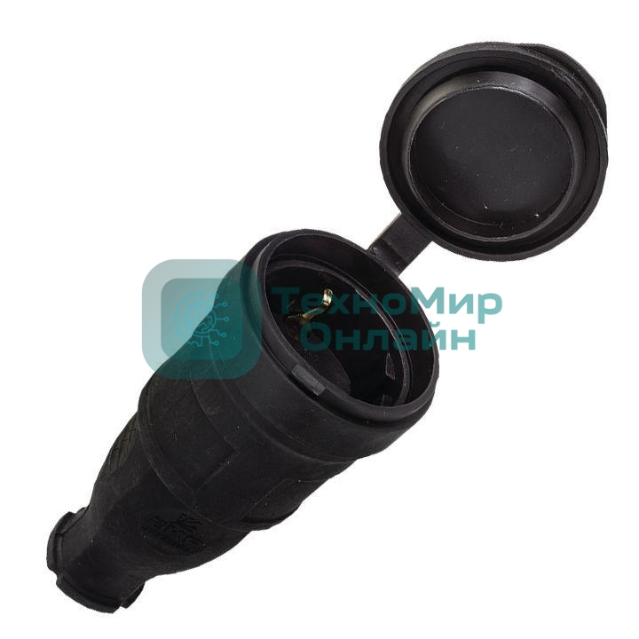 Розетка переносная 16А 230В 2P+PE с защ. крышкой IP44 каучук EKF RPS-012-16-230-44