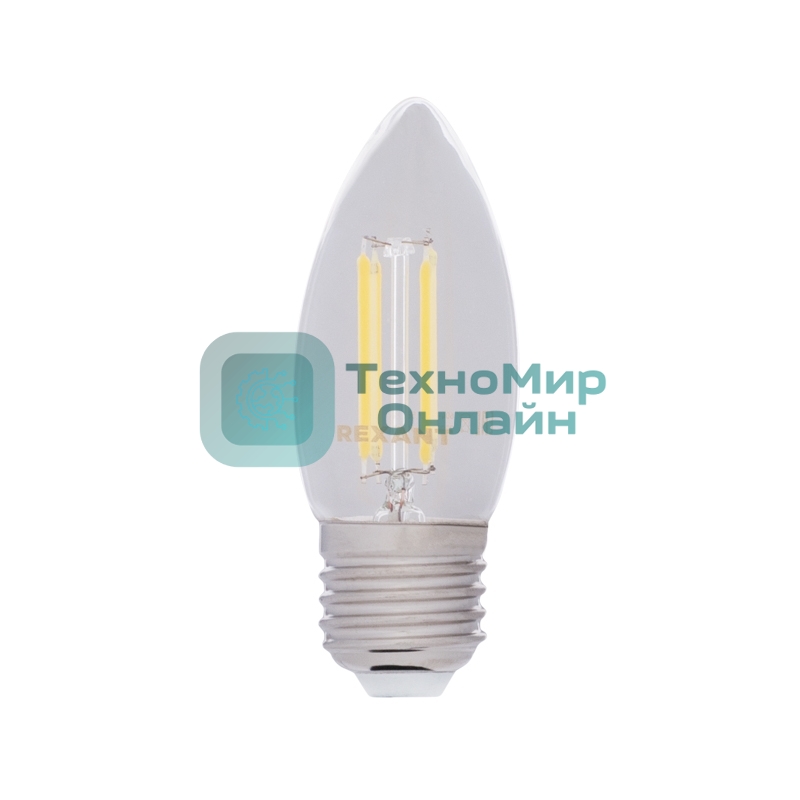 Лампа светодиодная филаментная Rexant Свеча CN35 7.5 Вт 600 Лм 4000K E27 прозрачная колба