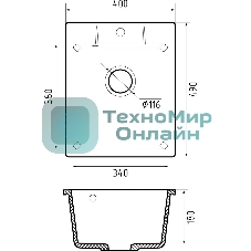Мойка GRANFEST URBAN 240 1-чаша 400x490мм, монтаж: врезной, материал: кварц, темно-серый