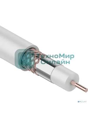 Кабель коаксиальный PROconnect RG-6U+Cu, 75 Ом, Cu/Al/Cu, 48%, бухта 100 м, белый