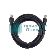 Кабель Gembird/Cablexpert USB 2.0 Pro AM/BM, 3м, экран, 2феррит.кольца, черный, пакет
