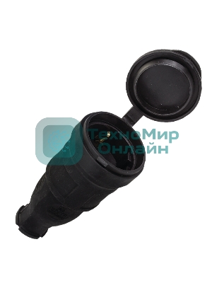 Розетка переносная 16А 230В 2P+PE с защ. крышкой IP44 каучук EKF RPS-012-16-230-44