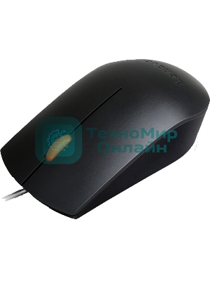 Мышь проводная Lenovo 300 черный, 1600 dpi, USB, кнопки - 3