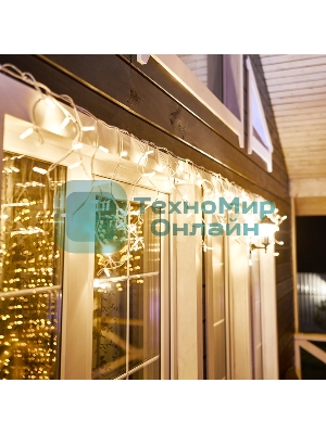 Гирлянда Neon-night Айсикл (Бахрома) светодиодная 4,0х0,6 м, с эффектом мерцания, белый провод каучук, 230 В, диоды теплые белые