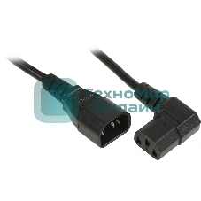 Кабель питания Hyperline PWC-IEC13A-IEC14-3.0-BK монитор-компьютер IEC 320 C13 (угловая) - IEC 320 C14 (3x1.0), 10A, прямая вилка, 3м, черный