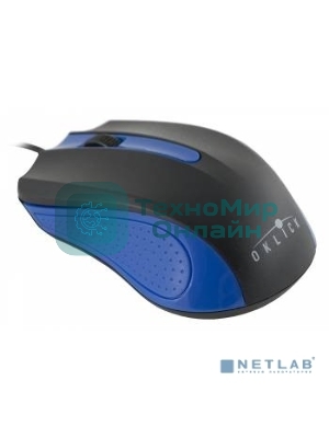 Мышь проводная Oklick 225M черный/синий, 1200 dpi, USB, кнопки - 3
