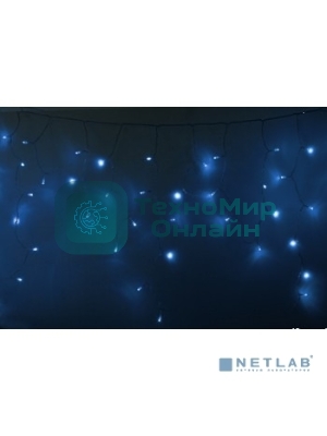 Гирлянда Neon-night Айсикл (бахрома) светодиодный, 2,4 х 0,6 м, прозрачный провод, 230 В, диоды синие, 88 LED