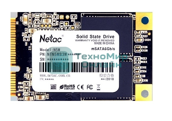 Накопитель SSD Netac N5M, 2048GB, mSATA, R/W 545/500
