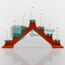 Горка новогодняя Neon-night 7 свечек корпус красн. свечение теплый белый