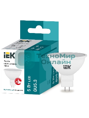 Лампа cветодиодная IEK LLE-MR16-5-230-40-GU5 ECO MR16 софит 5Вт 230В 4000К GU5.3
