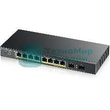 Коммутатор Smart L2 PoE+ Zyxel GS1900-10HP, 8xGE PoE+, 2xSFP, настольный, бесшумный, бюджет PoE 77 Вт