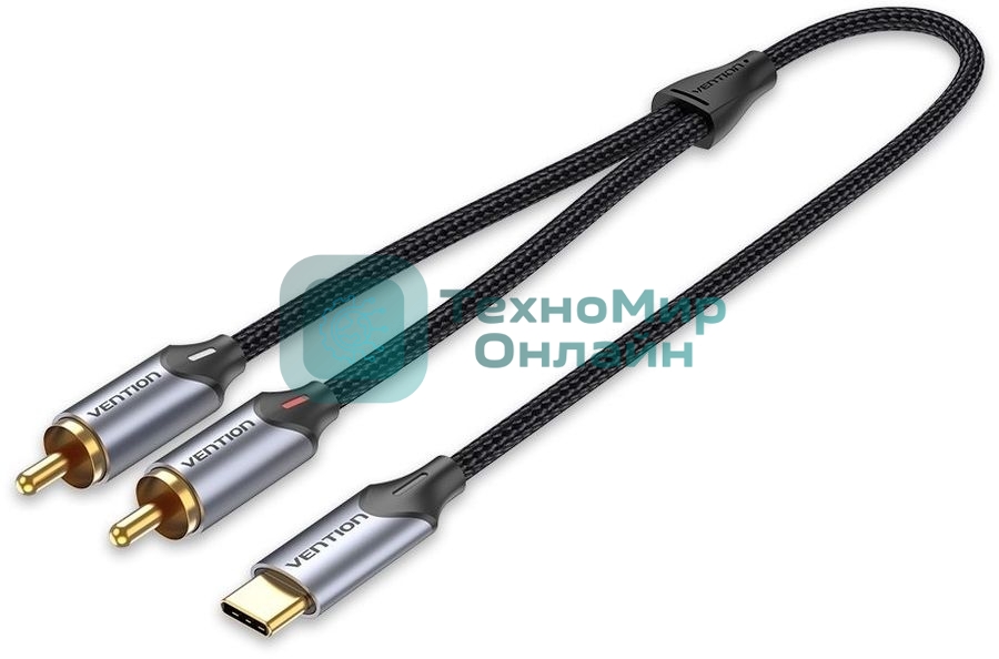 Переходник-разветвитель Vention гибкий USB-C M/2RCA M - 1.5м