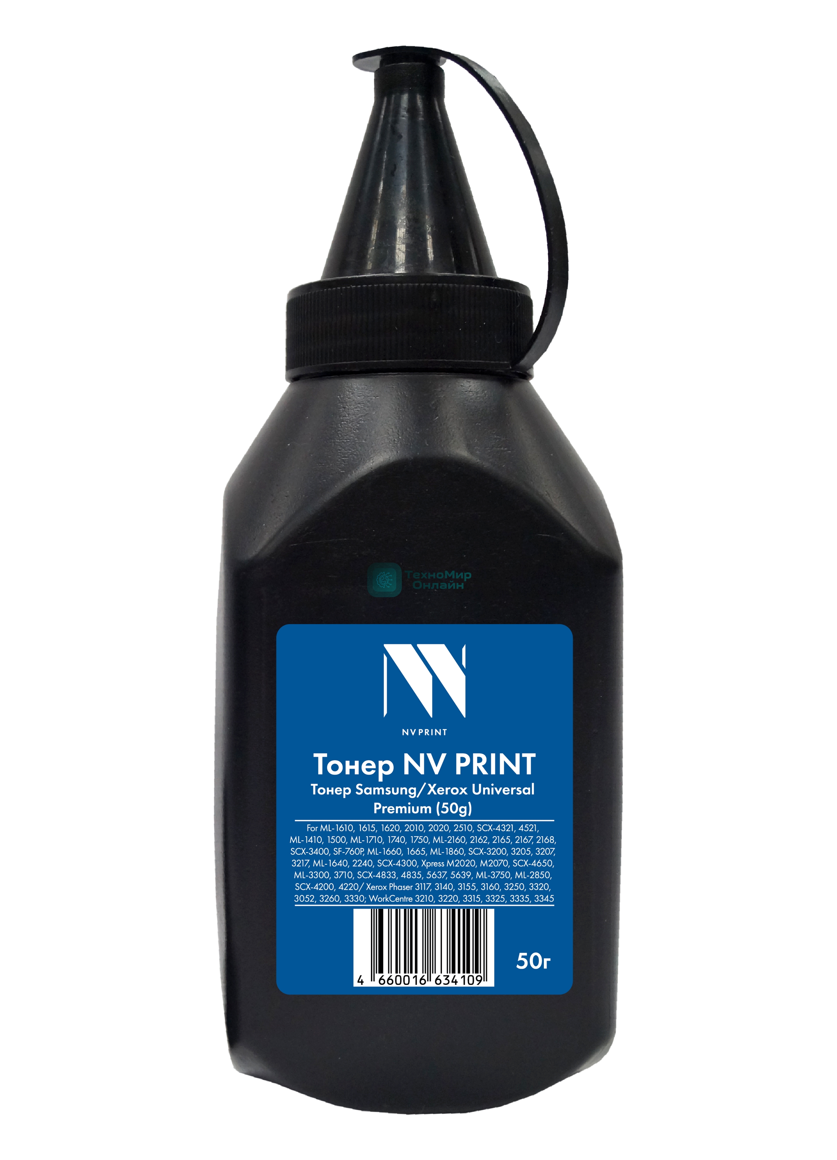 Тонер NVPrint Samsung/Xerox Universal (50г) пакет для ML-1610, 1615, 1620, 1625, 2010, 2015, 2020, 2510, 2570, 2571, SCX-4321, 4521, ML-1410, 1500, 1510, ML-1710, 1740, 1745, 1750, 1755, 1780, ML-2160, 2162, 2165, 2167, 2168, SCX-3400, 3405, 3407, SF-760P, ML-1660, 1665, 1667, 1670, ML-1860, 1865, 1867, SCX-3200, 3205, 3207, 3217, ML-1640, 1641, 1645, 2240, 2241, SCX-4300, Xpress M2020, M2021, M2022, M2070, M2071, SCX-4650, 4655, ML-3300, 3310, 3312, 3710, 3712, SCX-4833, 4835, 5637, 5639, 5737, 5739, ML-3750, ML-2850, SCX-4200, 4220/Xerox Phaser 3117, 3140, 3155, 3160, 3250, 3320, 3052, 3260, 3330; WorkCentre 3210, 3220, 3315, 3325, 3215, 3225, 3335, 3345 Premium