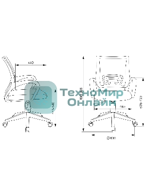 Кресло Бюрократ CH-W695NLT TW-04 TW-12 темно-серый, сетка/ткань, 120 кг, механизм качания