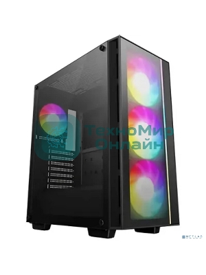 Компьютерный корпус Deepcool MATREXX 55 V4 без БП, боковое окно (закаленное стекло), 3xARGb LED 140мм вентилятора спереди, 1xARGb LED 120мм вентилятор сзади, черный, ATX