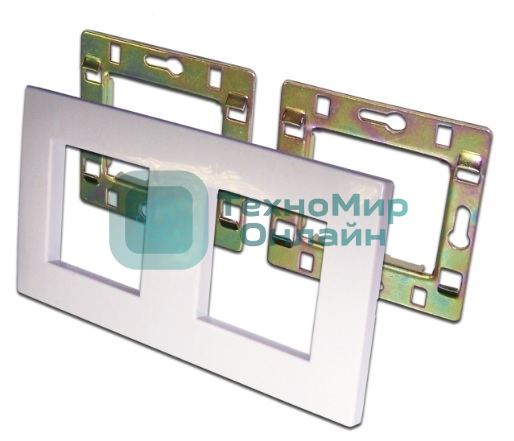 Рамка 2-постовая 45х45, с суппортами, белый