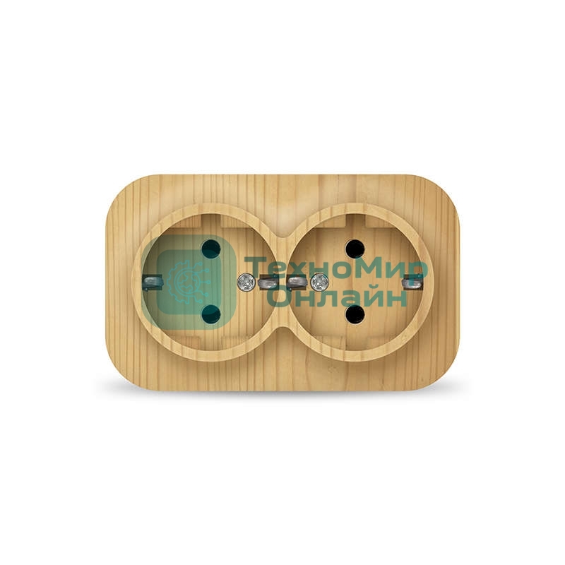 Розетка 2-м ОП 16А IP20 с заземл. сосна IONICH 1439