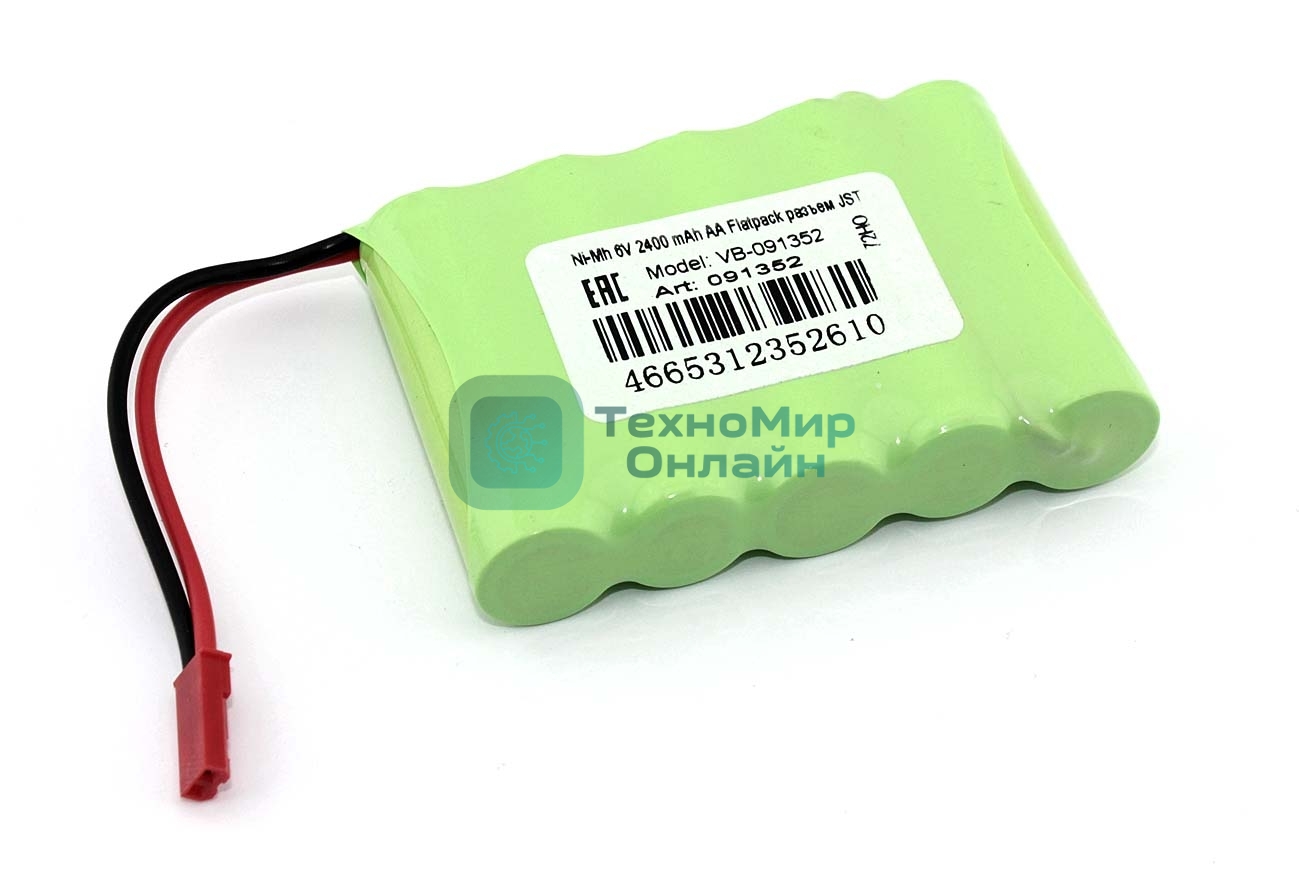 Аккумулятор Ni-Mh 6V 2400 mAh AA Flatpack разъем JST