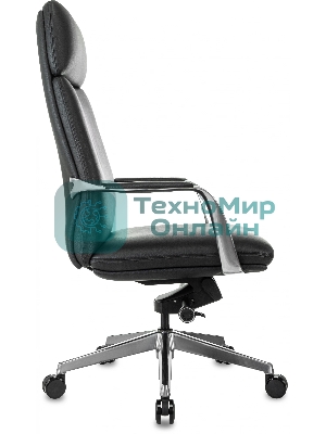 Кресло руководителя Бюрократ VEGA черный кожа крестов. алюминий