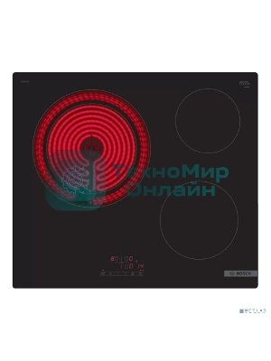 Электрическая варочная панель Bosch PKK611BB2E 60 см черный, 3 зоны нагрева, Размеры прибора (мм), 45 x 592 x 522 мм