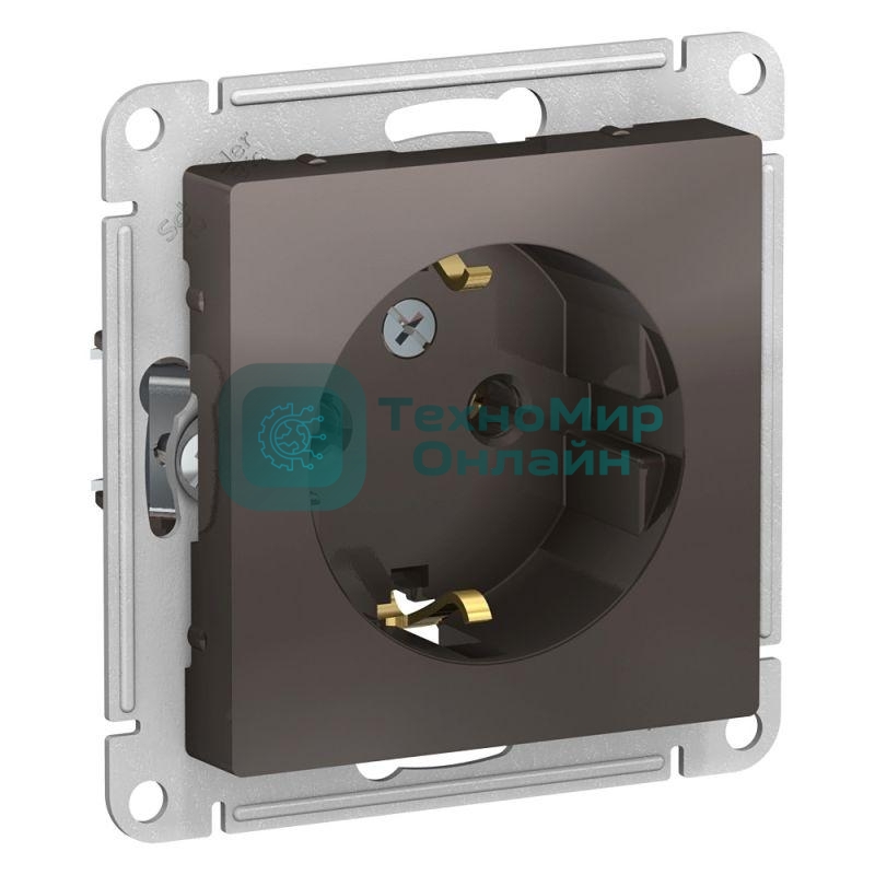 Механизм розетки 1-м СП AtlasDesign с заземл. 16А мокко SchE ATN000643