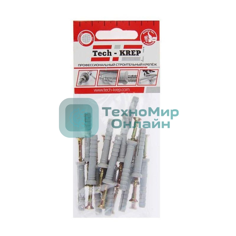 Дюбель-гвоздь 6х40 с потайной манжетой полипропилен (уп.16шт) пакет Tech-Krep 102943
