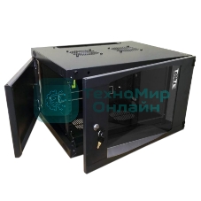 Шкаф настенный Lanmaster Next TWT-CBWNG-6U-6X6-BK 6U 550x600мм пер.дв.стекл съемные бок.пан. 60кг черный