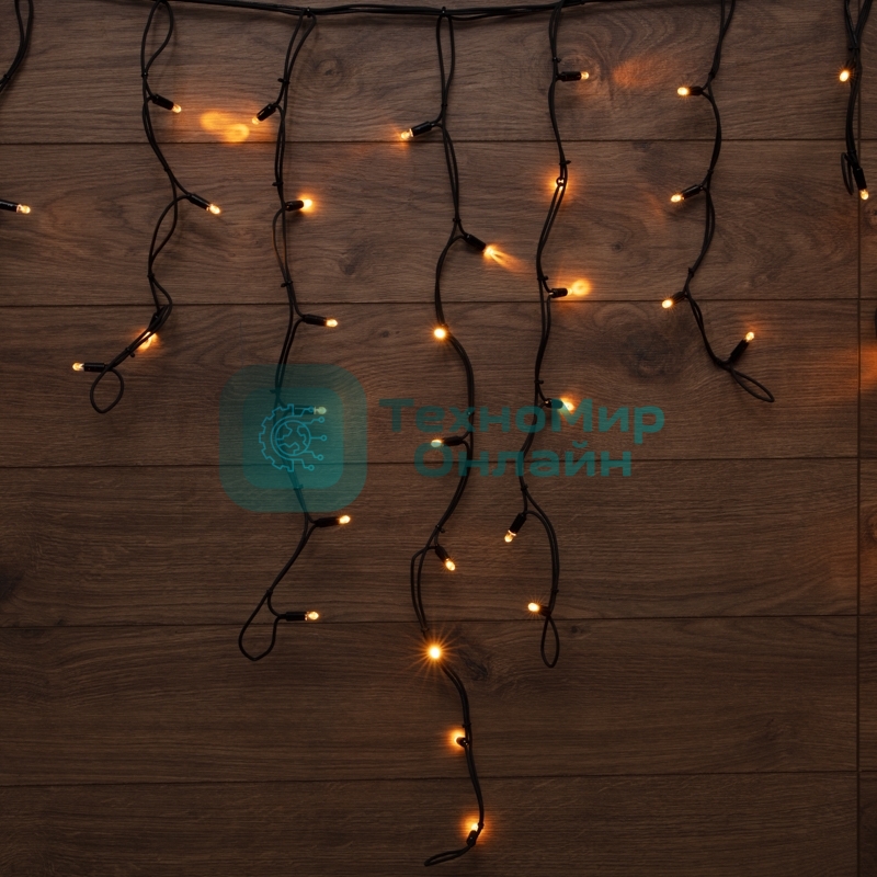 Гирлянда Neon-night Айсикл (Бахрома) светодиодная 3,2х0,9 м, с эффектом мерцания, 120 LED, черный провод каучук, теплое белое свечение