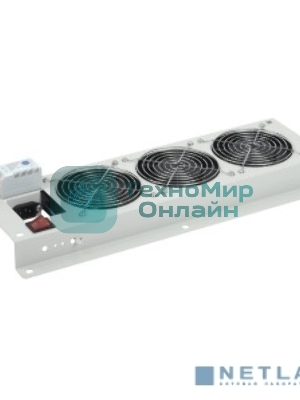 Вентиляторная панель с выключателем и термостатом ITK FM35-32M 3 модуля серая