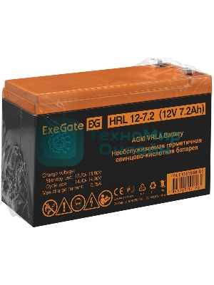 Батарея для ИБП ExeGate EX285658RUS HRL 12-7.2 (12V 7.2Ah, 1227W, клеммы F2)