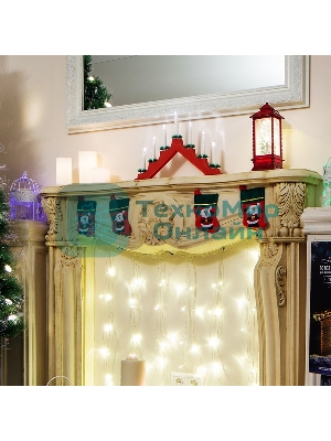 Горка новогодняя Neon-night 7 свечек корпус красн. свечение теплый белый