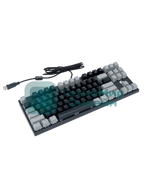 Клавиатура проводная механическая Gembird KB-G600-1, 87кл, Rainbow, коричн.свитчи, 1.8м, черная