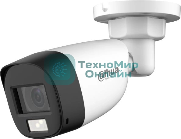 Уличная цилиндрическая HDCVI-видеокамера Dahua DH-HAC-HFW1200CLP-IL-A-0280B-S6 с интеллектуальной двойной подсветкой 2Мп, объектив 2.8мм, ИК 20м, LED 20м, IP67, корпус: металл, быстрый монтаж