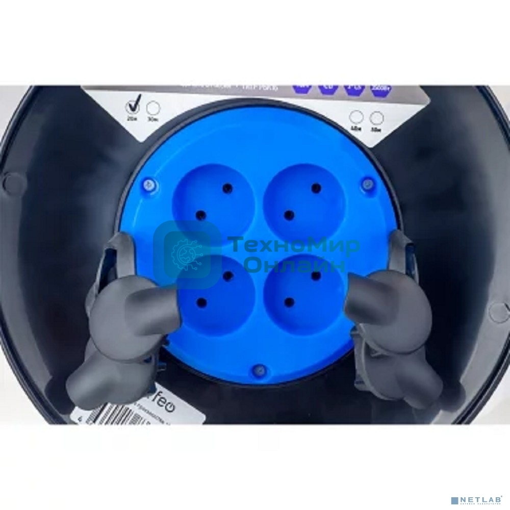 Удлинитель на катушке без заземления PERFEO RU POWER 40м 4гн 16А ПВС 2х1,5 IP44 (РБК16).