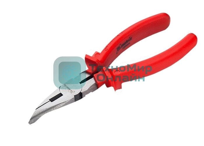 Длинногубцы Matrix Econom 17494, 160 мм, изогнутые шлифованные, пластмассовые рукоятки