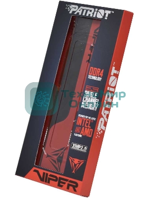 Оперативная память Patriot Viper Elite II, DDR4, 16GB (1x16 GB), 3200 MHz, CL18, DIMM, радиатор, красный, черный