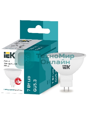 Лампа cветодиодная IEK LLE-MR16-7-230-40-GU5 ECO MR16 софит 7Вт 230В 4000К GU5.3