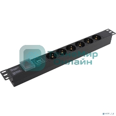 Блок розеток горизонтальный ExeGate ServerPro PDU-19H607 Al-6S-C14-SW-SPD1, 19
