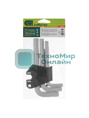 Набор ключей имбусовых Сибртех HEX, 2-12 мм, CrV, 9 шт.