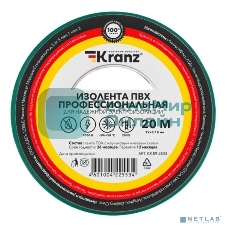 Изолента ПВХ Kranz профессиональная, 0.18х19 мм, 20 м, зеленая (10 шт./уп.)