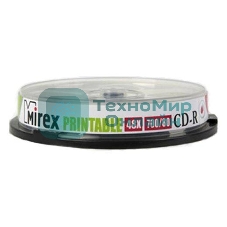 Диск CD-R Mirex 700 Mb, 48х, Cake Box (10), Ink Printable (10/300)