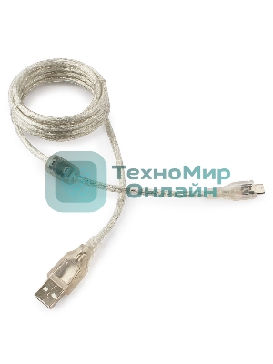 Кабель Cablexpert USB2.0 Pro, AM/microBM, 1,8м, экран, феррит.кольцо, прозрачны (CCP-mUSB2-AMBM-6-TR)